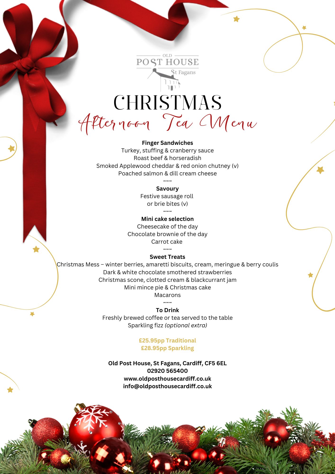 Christmas Afternoon Tea menu