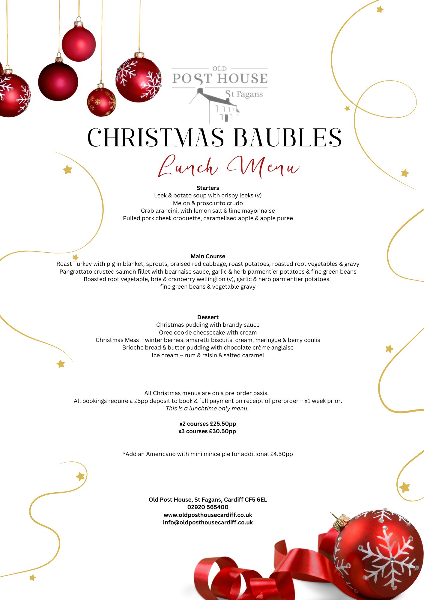 Christmas Baubles Menu